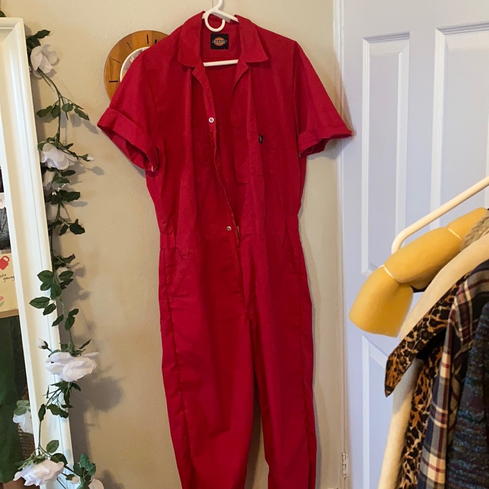 Red short sleeve dickies coveralls
